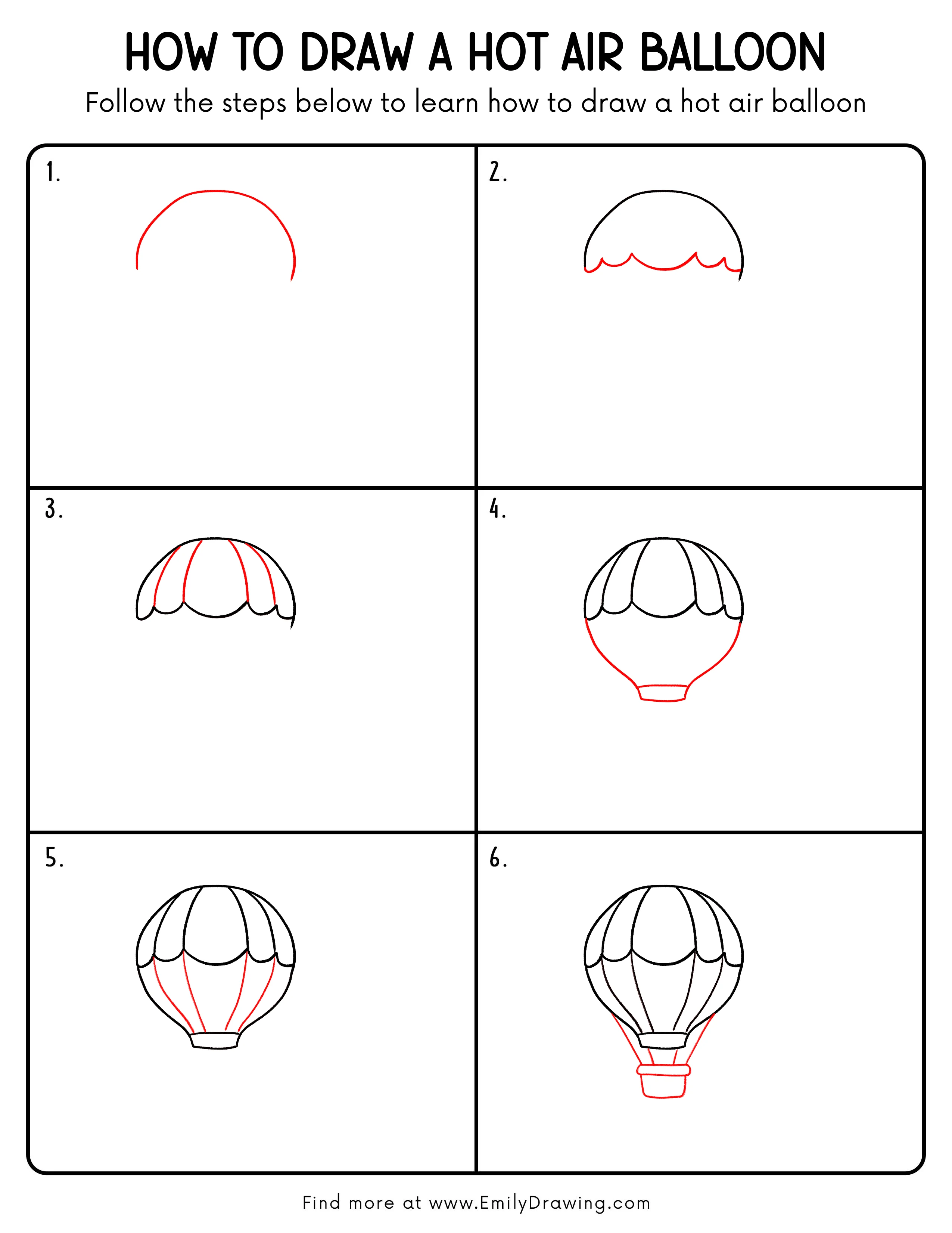 Printable Hot Air Balloon Drawing Guide